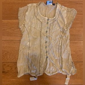 Cream colored embroidered top